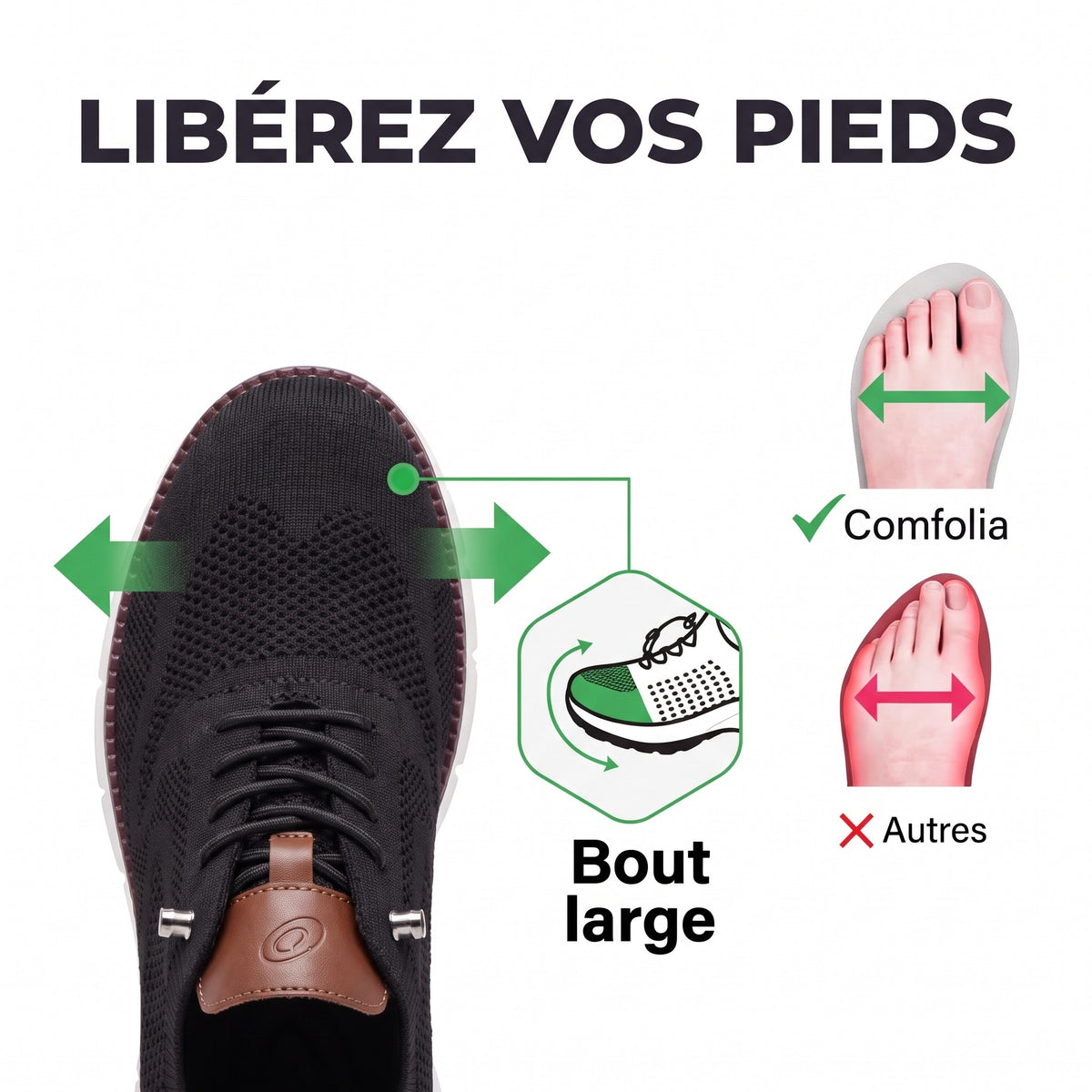 Ultra Comfy – Chaussures extra-larges pour homme
